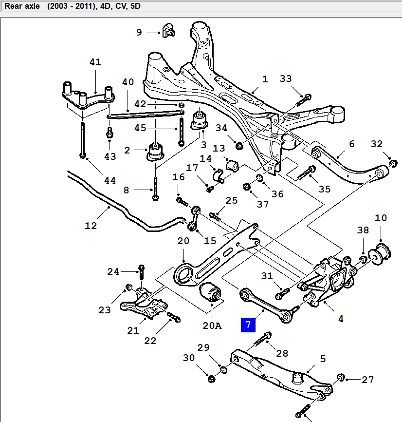 SAAB 9-3 galinės pakabos schema
